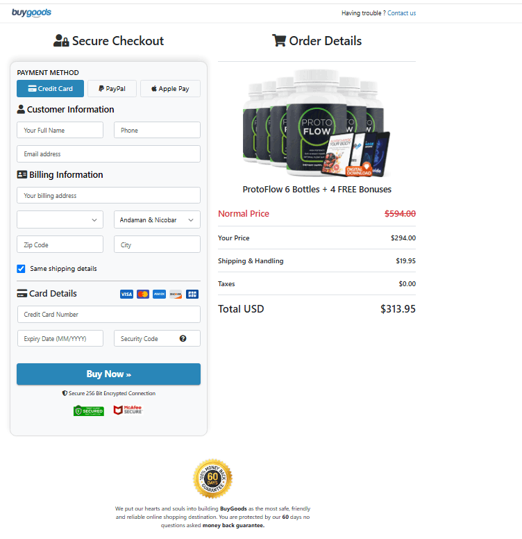 Protoflow Order form